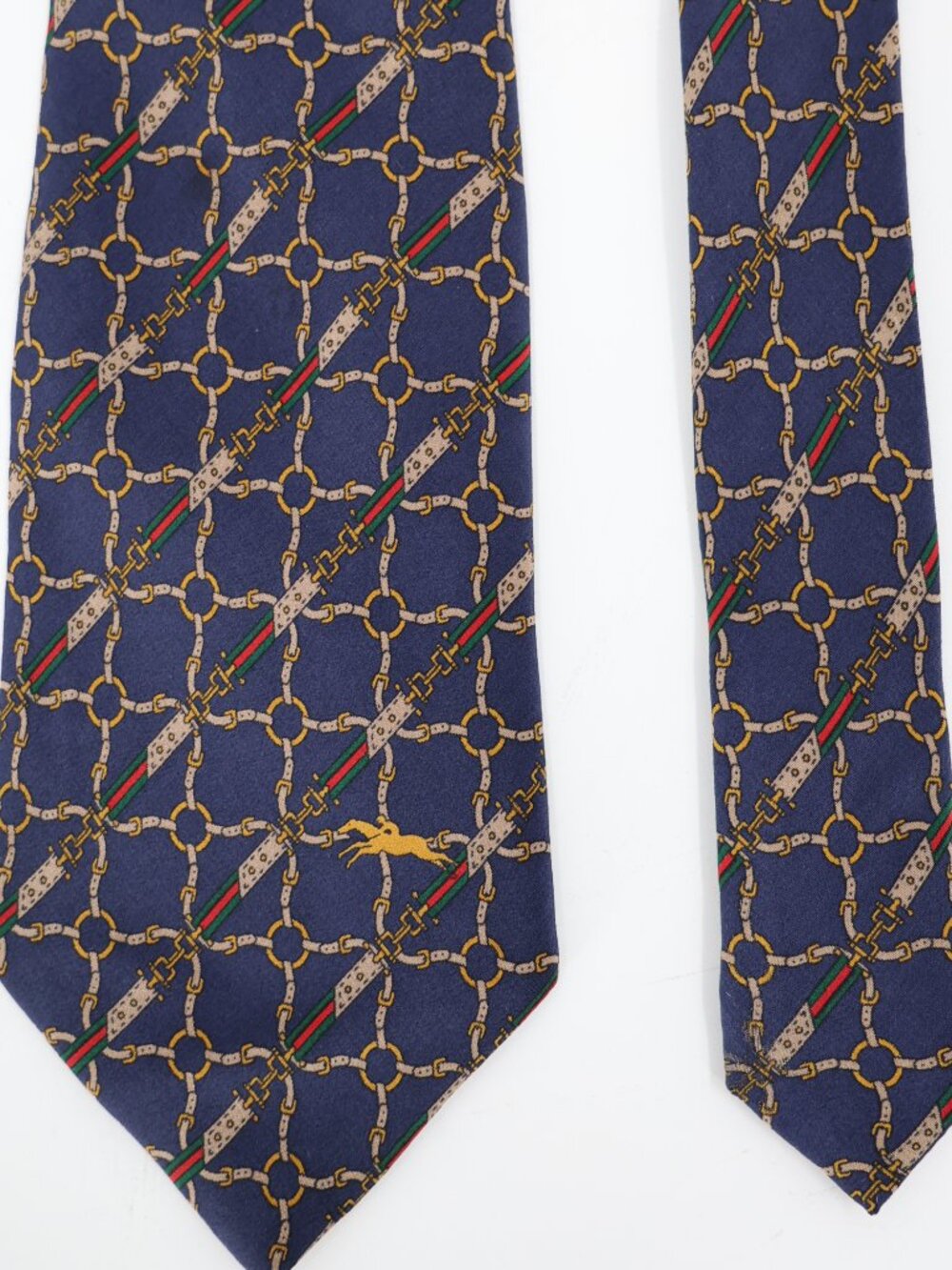 Vintage Longchamp Paris Tie Mens w3.5 L56 Equestrian Silk horse bit pattern